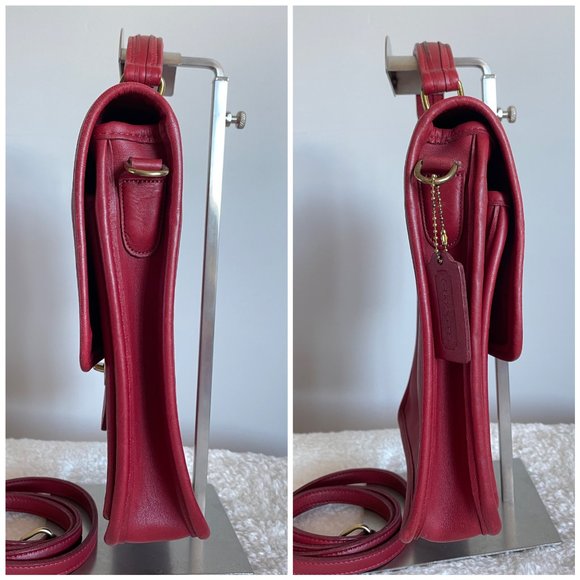 COACH Vintage Station Bag, #5130, Coach Red Leather Crossbody Bag - Picture 6 of 11